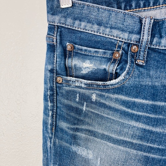 MOUSSY VINTAGE Velma Comfort Blue Distressed Raw Jean Stretch Jeans - Picture 9 of 9